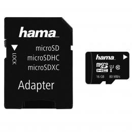 Hama microSDHC 16 GB Class 10 UHS-I 80 MB/s   Adapter/Mobile