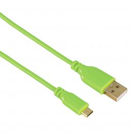 Hama micro USB kabel Flexi-Slim, oboustrann konektor, 0,75 m, zelen