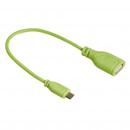 Hama micro USB OTG redukce Flexi-Slim, oboustrann konektor, 15 cm, zelen