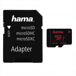 Hama microSDXC 128 GB UHS Speed Class 3 UHS-I 80 MB/s   adpatr