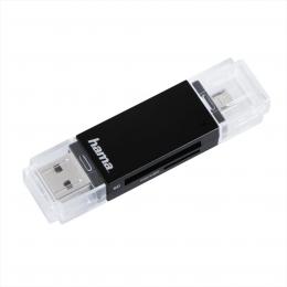 Hama USB 2.0 OTG teka karet Basic, SD/microSD, ern