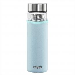 Xavax To Go, sklenn lahev na hork/studen/sycen npoje, 450 ml, stko, neoprenov obal