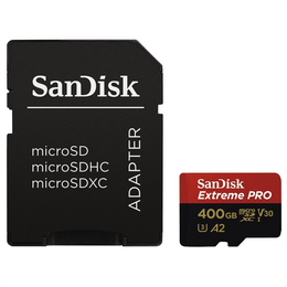 SanDisk Extreme Pro microSDXC 400 GB  170 MB/s A2 C10 V30 UHS-I U3, adapte, NHRADA 214506