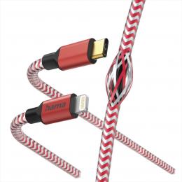 Hama MFi USB-C Lightning kabel Reflective pro Apple, 1,5 m, erven